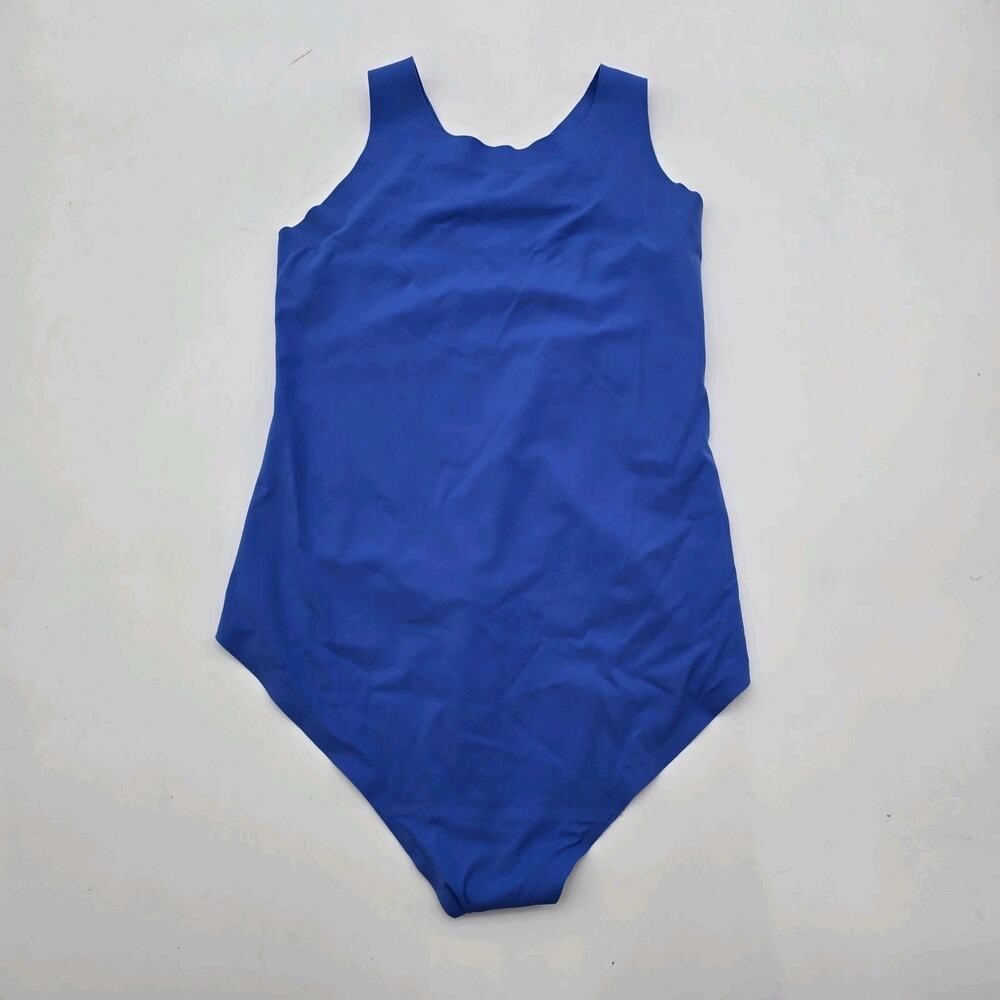 Aerie Bodysuit Womens XL Blue Tank Seamles Thong Smoothez High Neck Cobalt Royal